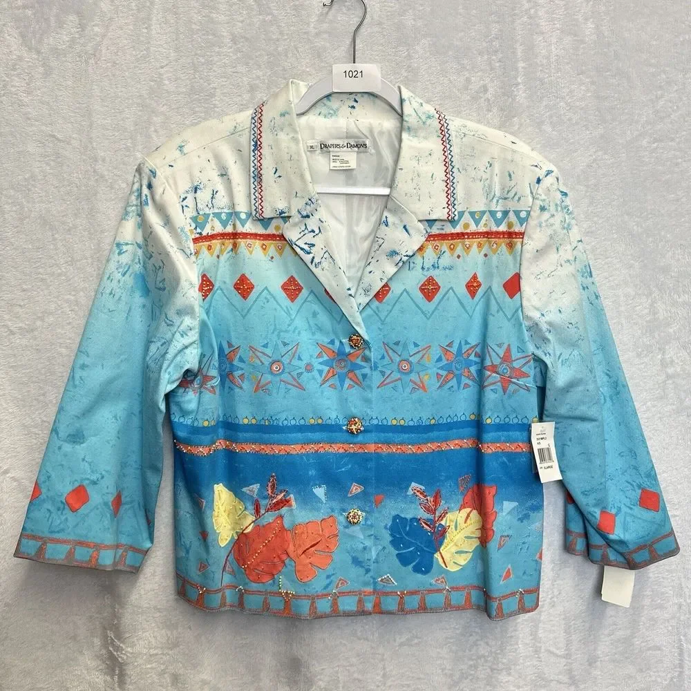 Vintage Drapers & Damons Desert Bloom Beaded/ Embroidered Jacket Women’s XL NWT